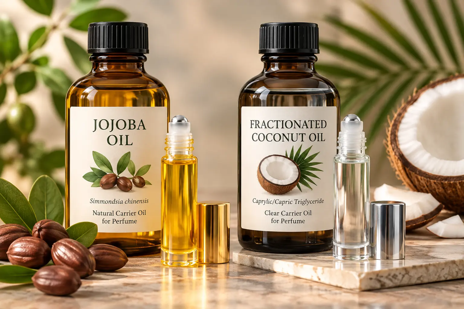Jojoba oil vs fractionated coconut oil for perfume
